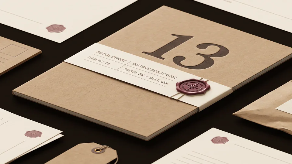 Крафтовая книжка «13» с бандеролью и сургучной печатью